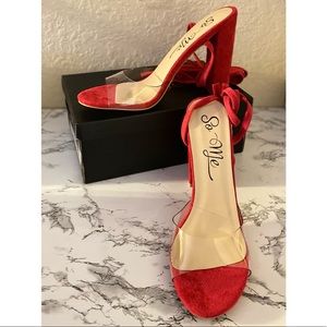 Lace-Up clear strap heels